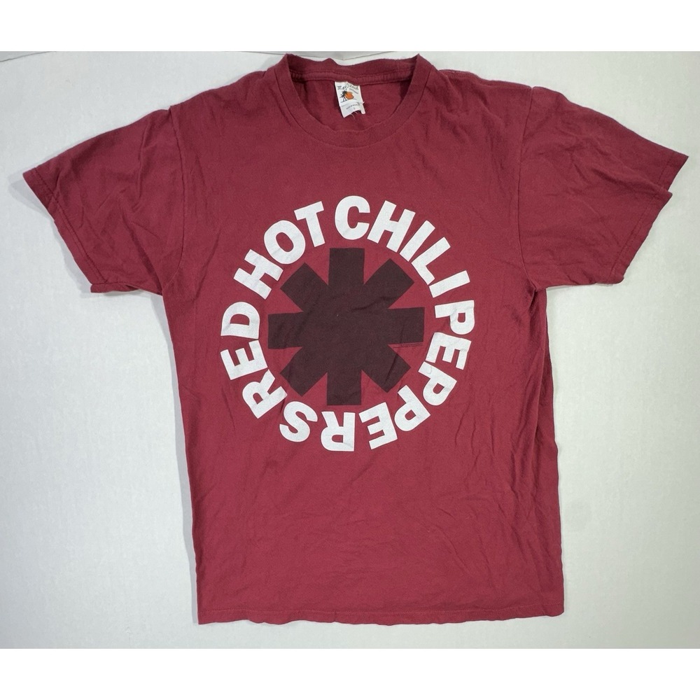 Red Hot Chili Peppers T-Shirt L Bay Island Maroon Logo Band Tee Vintage Style